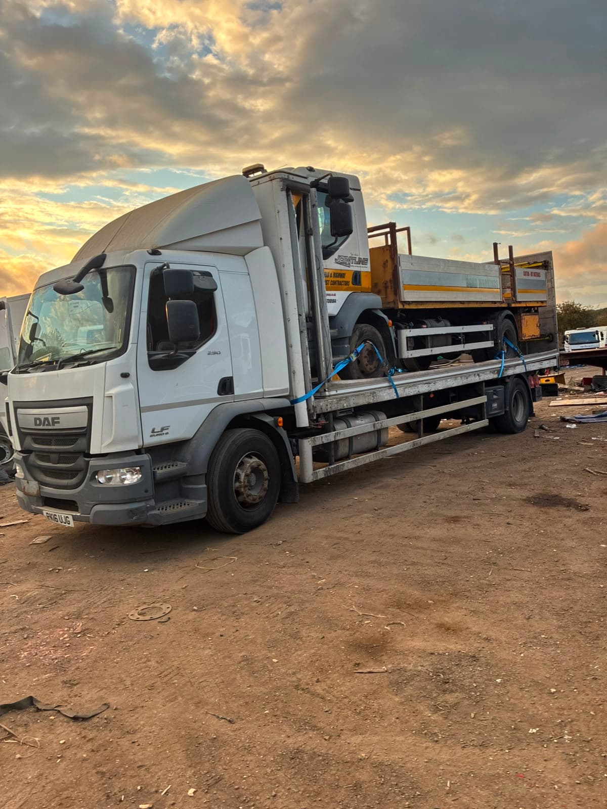 Commercial vehicles in the yard
